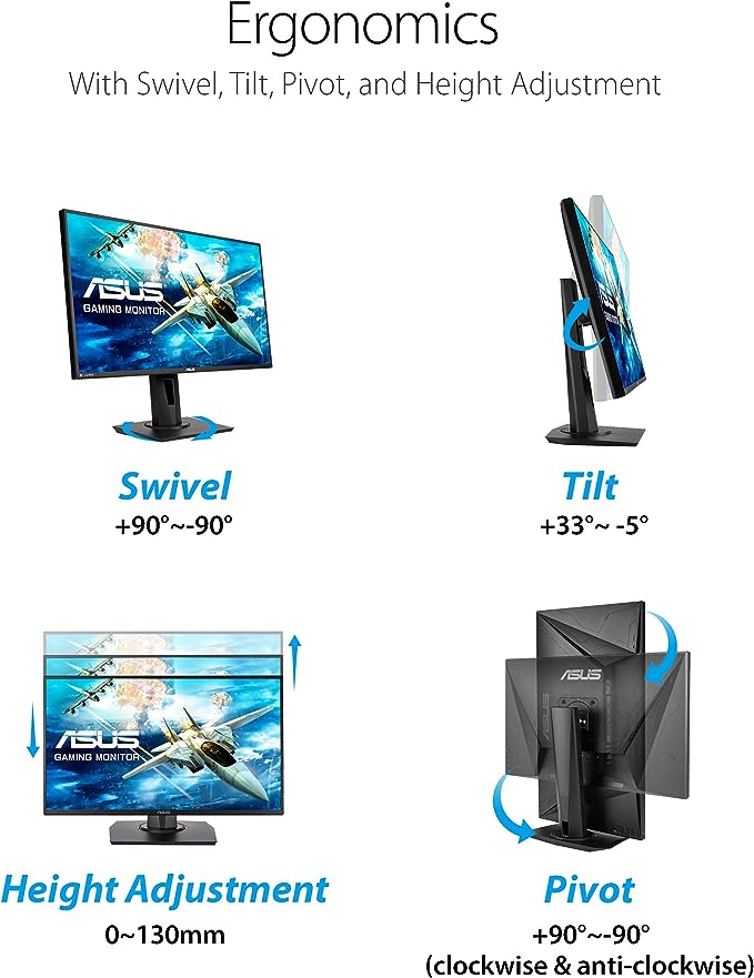 ASUS VG278QR Gaming Monitor - 27inch, Full HD, 0.5ms*, 165Hz (above 144Hz), G-SYNC Compatible, Free Sync Premium ASUS VG278QR Gaming Monitor - 27inch, Full HD, 0.5ms*, 165Hz (above 144Hz), G-SYNC Compatible, Free Sync Premium